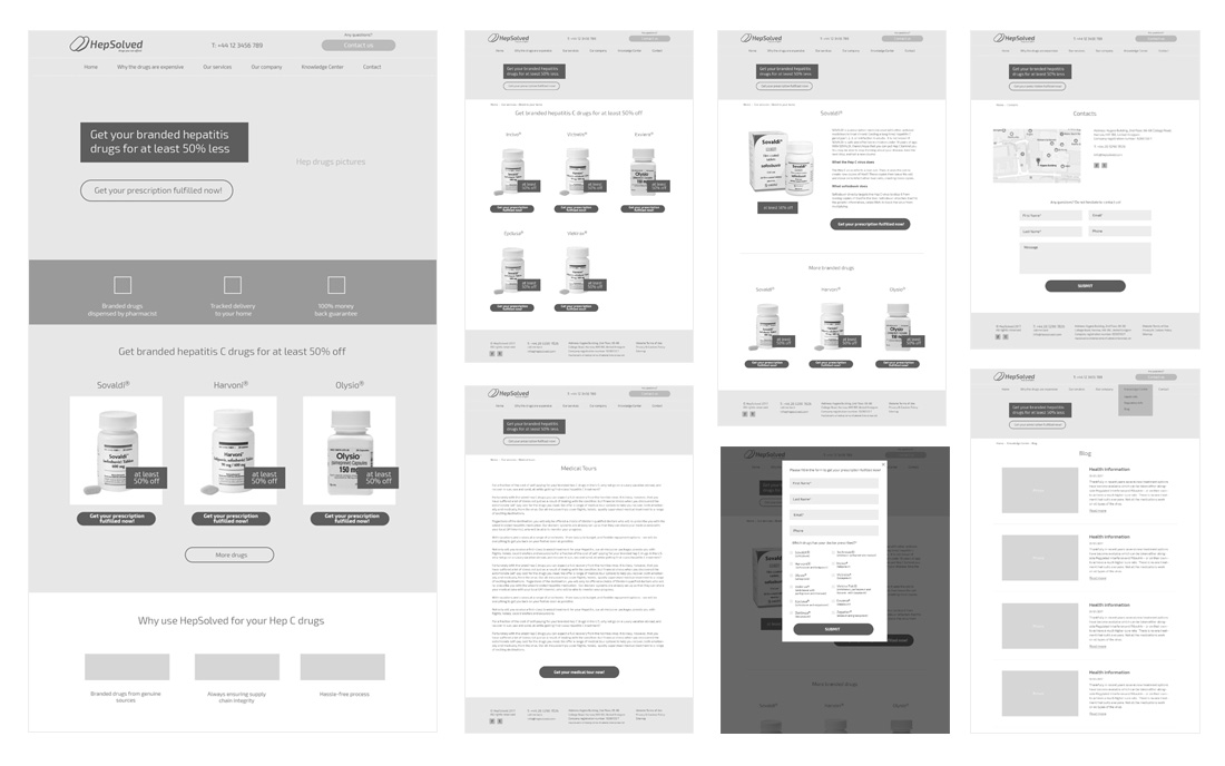 Website pages prototypes