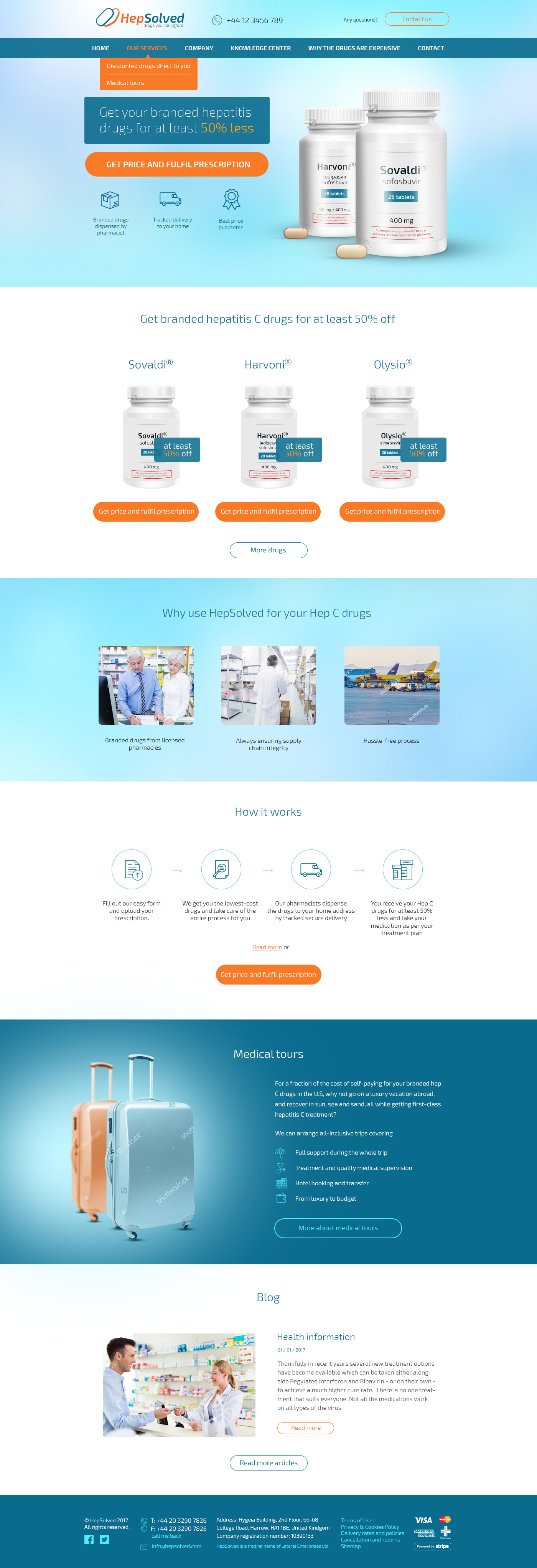 Home page design of HepSolved website