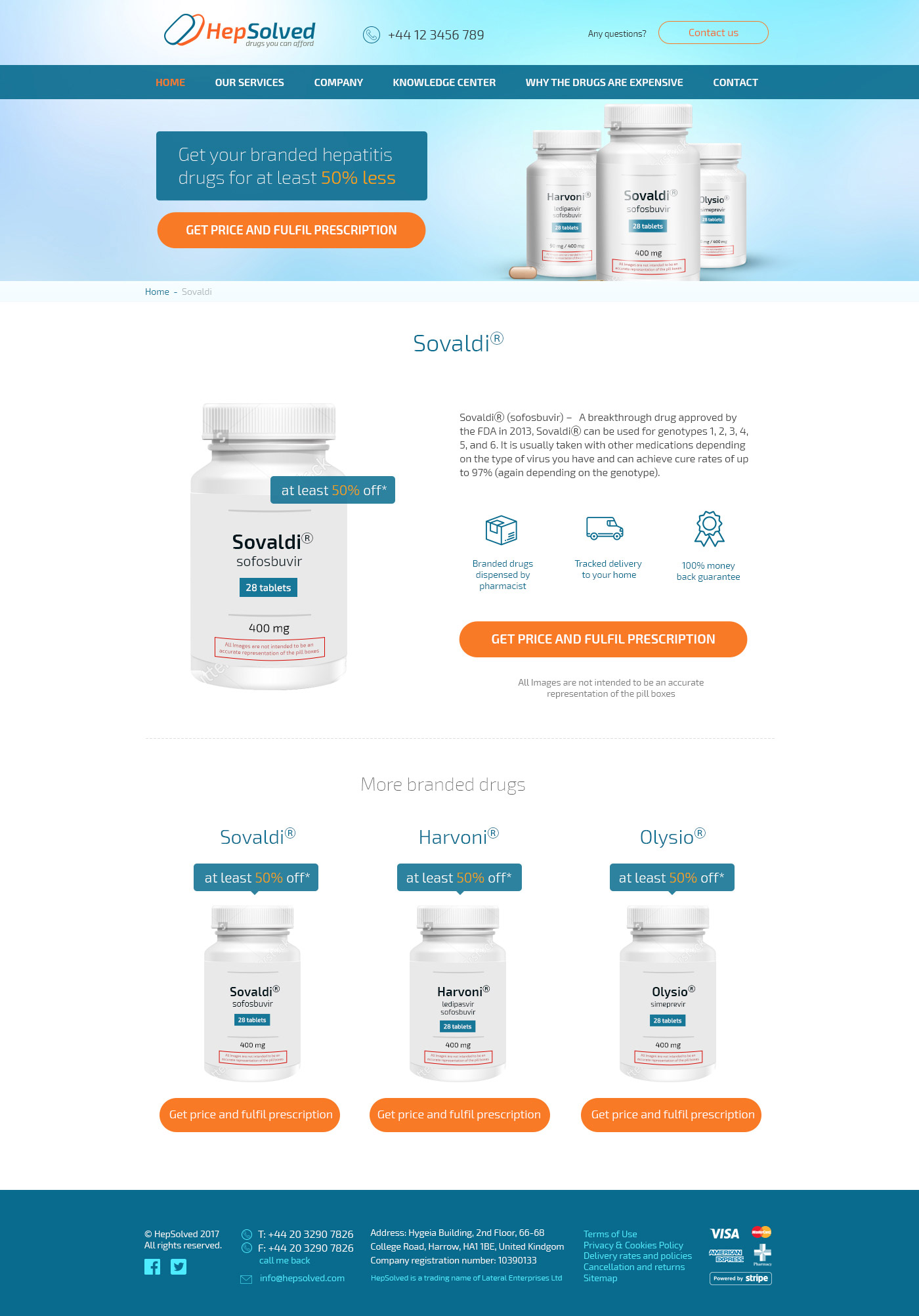 Product page design of HepSolved website
